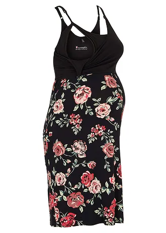 Těhotenské a kojicí šaty 2 v 1, z viskózy • černá s květy • bonprix obchod