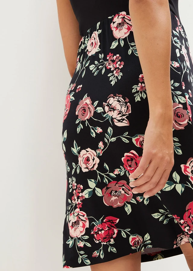 Zwangerschapsjurk/voedingsjurk van viscose • zwart gebloemd • product-page.page-title-suffix