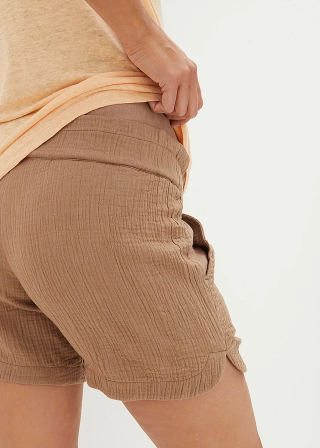 Mousseline zwangerschapsshort • grijsbruin • product-page.page-title-suffix