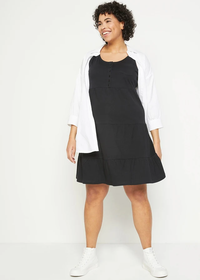 Robe courte en jersey coton, Couleur: noir