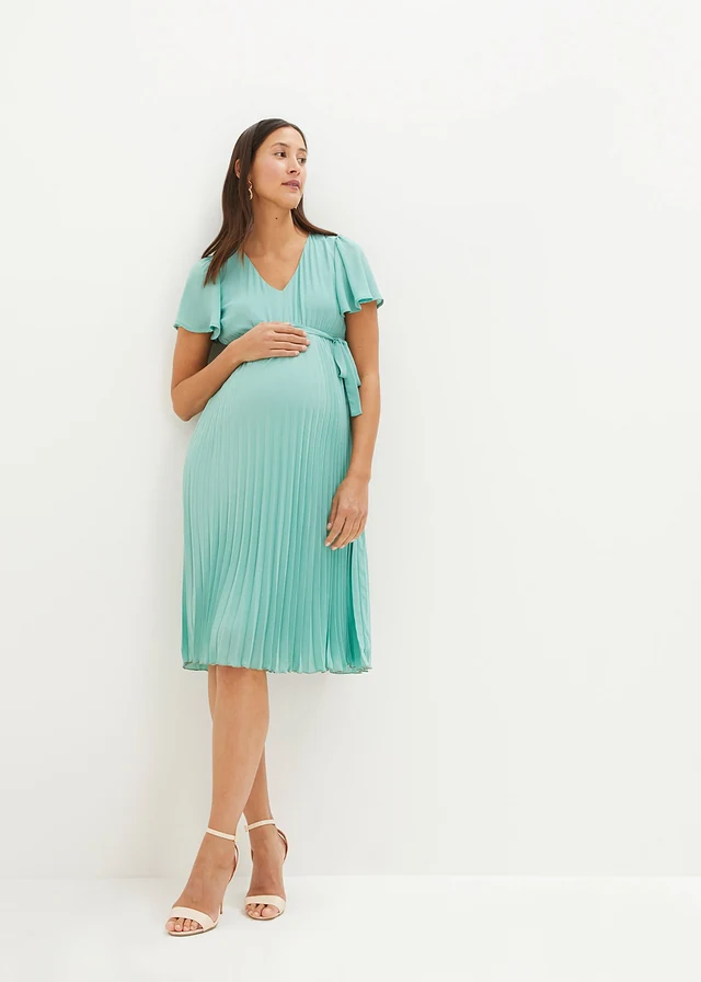 Robe de grossesse en crêpe georgette, Couleur: vert sauge
