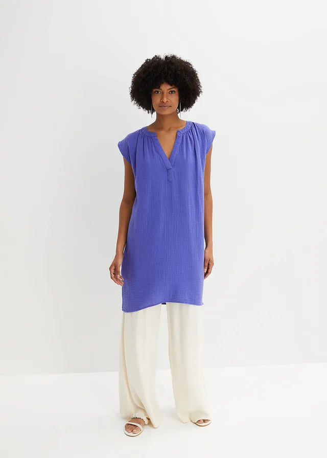 Mini jurk van katoen, Kleur: blauwviolet