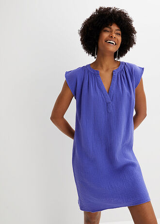 Mousseline jurk van katoen, Kleur: blauwviolet