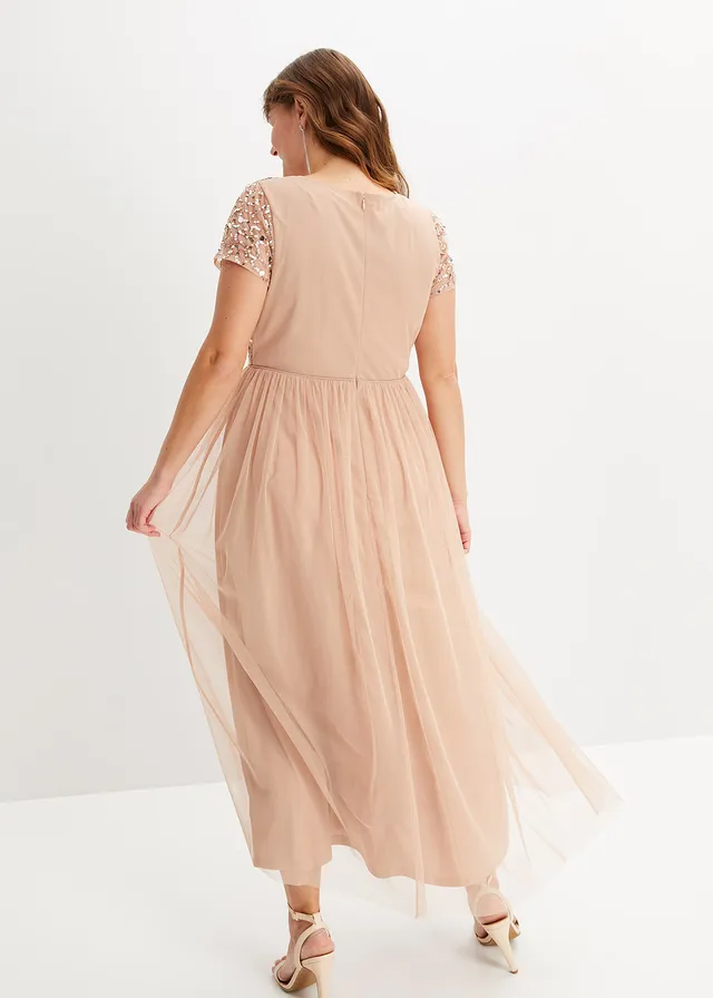 Robe longue brodée de sequins, Couleur: rose