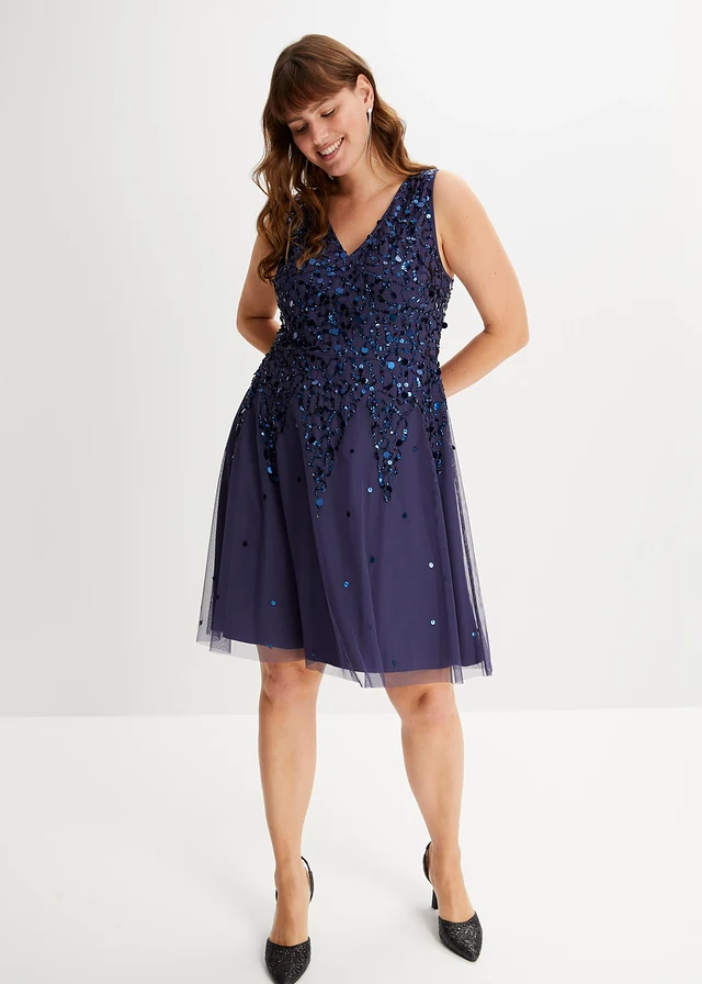 Robe courte à sequins, Couleur: bleu