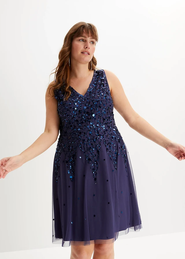 Robe courte à sequins, Couleur: bleu