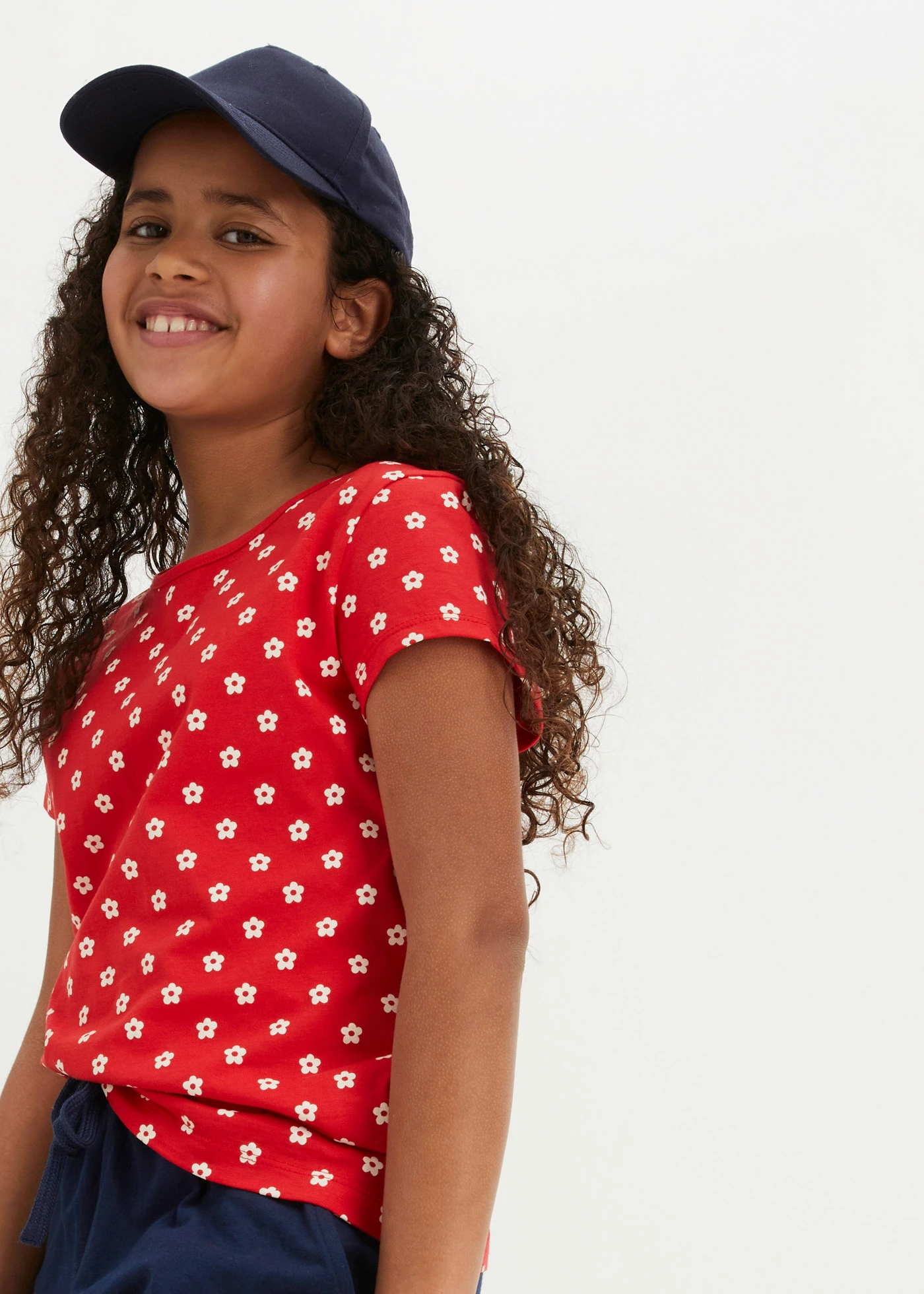 T-shirt van puur biologisch katoen (set van 2) • aardbeirood+wit gebloemd • bonprix online shop