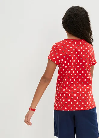 T-shirt van puur biologisch katoen (set van 2) • aardbeirood+wit gebloemd • bonprix online shop