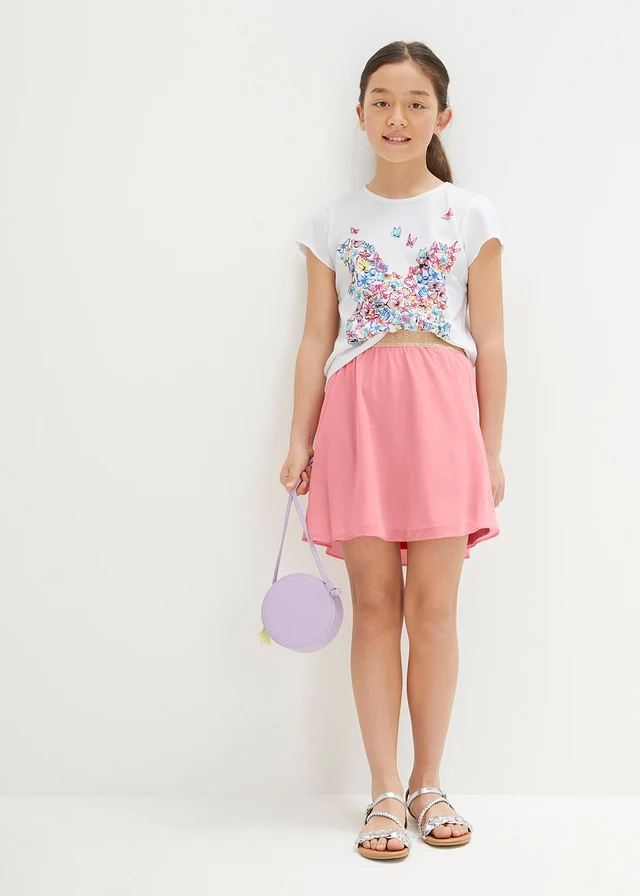 Shirt + rok (2-dlg. set), Kleur: wit-soft roze