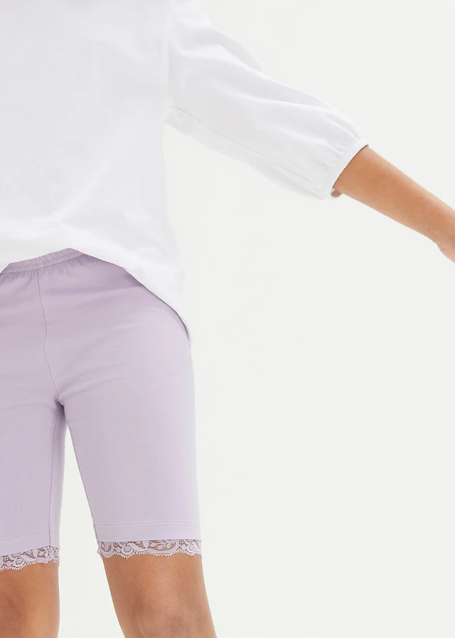 Meisjes biker short (set van 2) met kant en biologisch katoen • wit-zacht lila • product-page.page-title-suffix