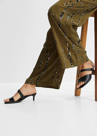 Pantalon palazzo en viscose fluide • kaki-noir imprimé • Boutique bonprix