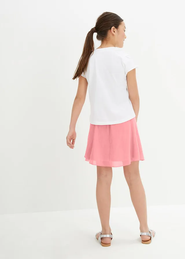 Shirt + rok (2-dlg. set), Kleur: wit-soft roze