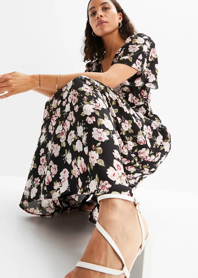 Robe longue à imprimé floral • noir avec roses • product-page.page-title-suffix