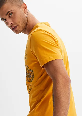 T-shirt van puur katoen • honingkleur met print • bonprix online shop