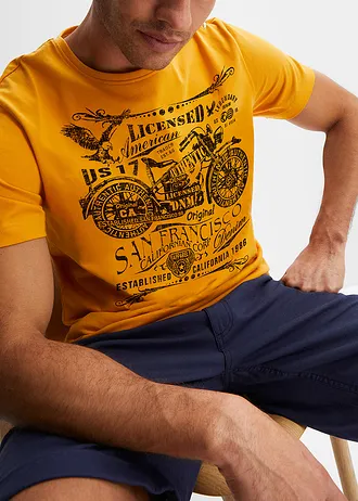 T-shirt van puur katoen • honingkleur met print • bonprix online shop