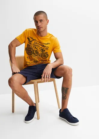 T-shirt z czystej bawełny • miodowy z nadrukiem • sklep bonprix