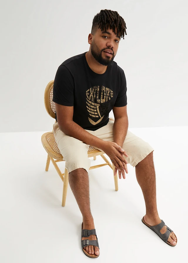 T-shirt 100% coton, Couleur: noir imprimé