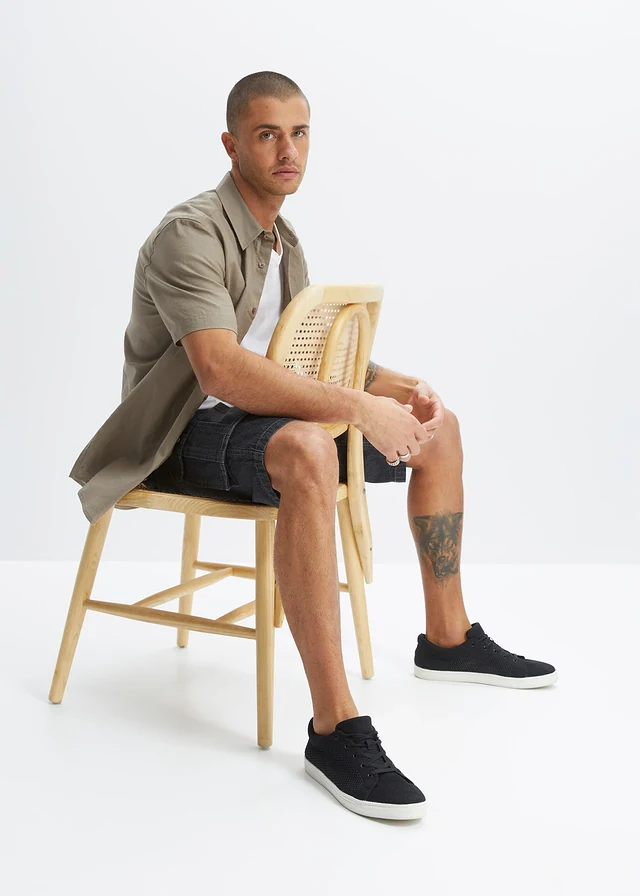 Bermuda cargo long en jean, loose • noir denim • product-page.page-title-suffix