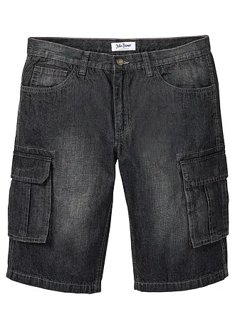 Lange cargo jeans bermuda, relaxed fit • zwart denim • bonprix online shop
