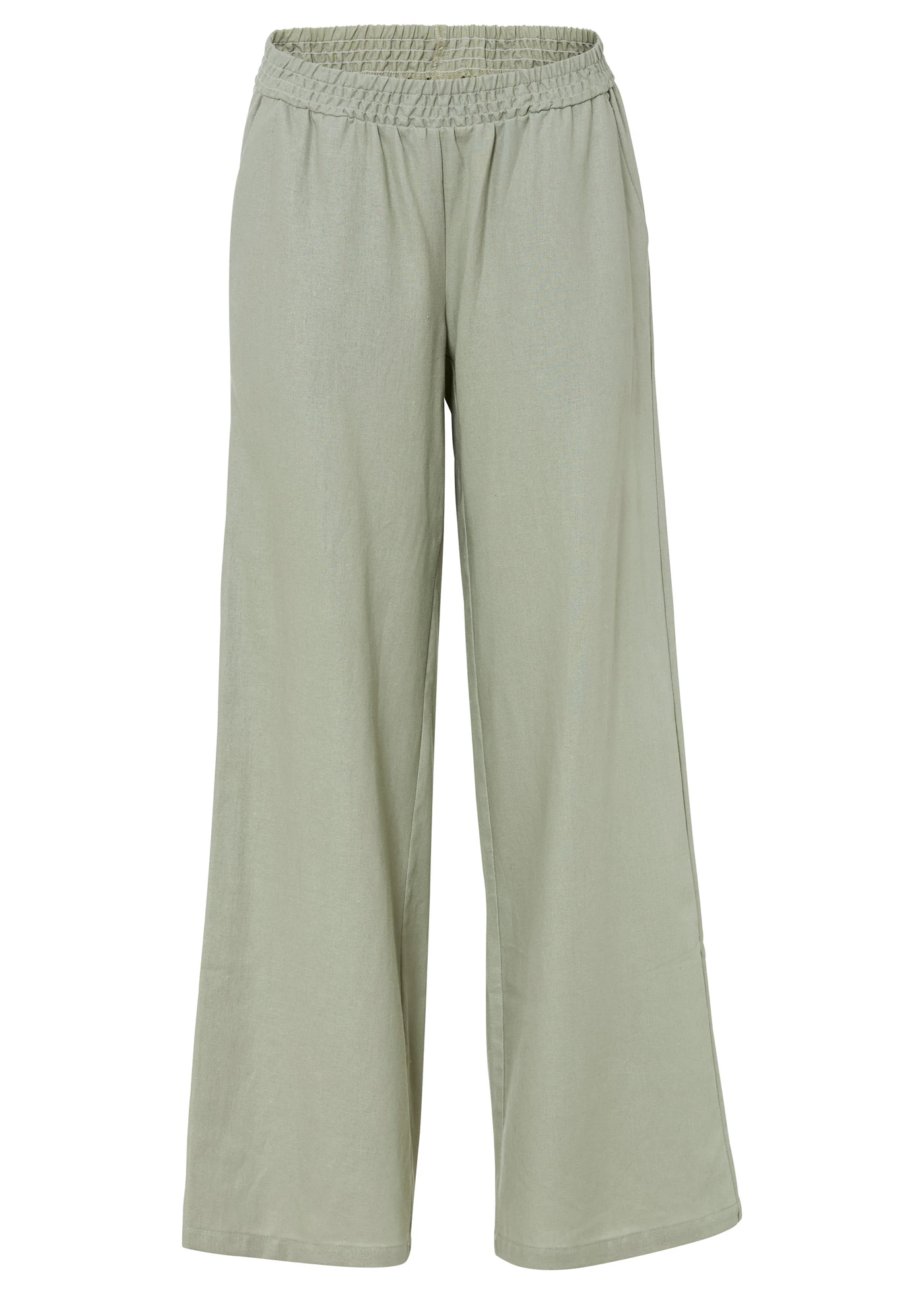Pantalon palazzo en lin mélangé • gris vert • Boutique bonprix