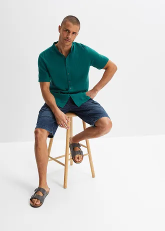 Košile z mušelínu, krátký rukáv • petrolejová • bonprix obchod