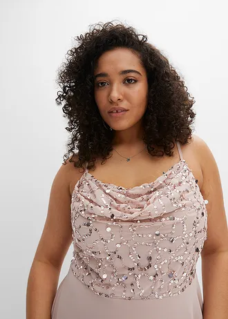 Šaty na ramínka, s výšivkou s flitry • světle růžová plus size • bonprix obchod