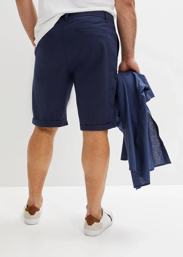 Bermude din mix lejer cu in, Regular Fit, culoare: bleumarin
