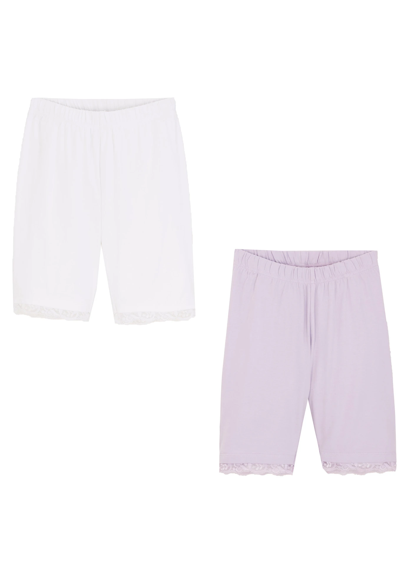 Krátké legíny s organickou bavlnou (2 ks v balení) • bílá + jemně šeříková • bonprix obchod