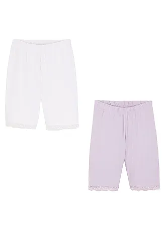 Krátké legíny s organickou bavlnou (2 ks v balení) • bílá + jemně šeříková • bonprix obchod