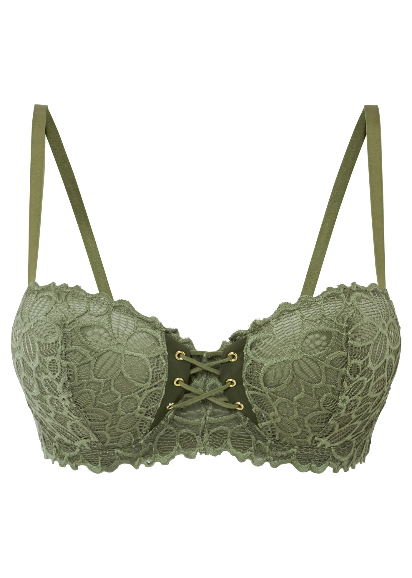 Balkonetová podprsenka z jemné krajky • tmavě khaki • bonprix obchod