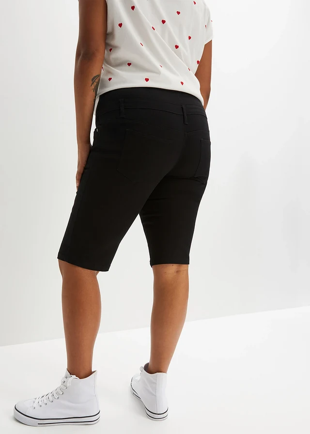 Bermuda en coton extensible, Couleur: noir