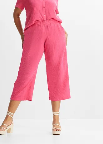 Pantalon large en gaze de coton, Couleur: magenta