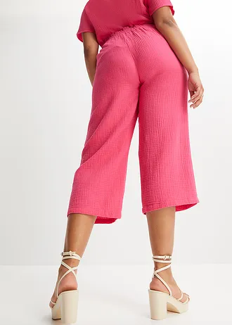 Pantalon large en gaze de coton, Couleur: magenta