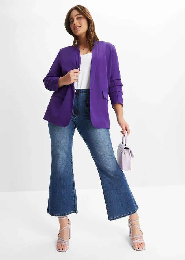Blazer à manches froncées, Couleur: violet