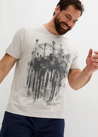 Tričko, barva: matně stříbrná s potiskem