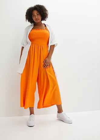 Jumpsuit van soepele viscose, Kleur: pompoenoranje