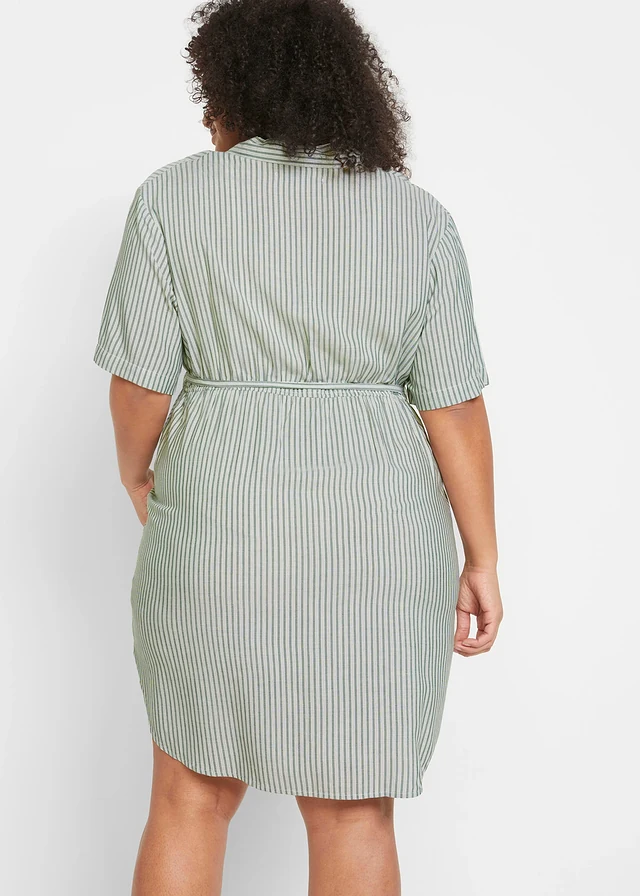 Robe-chemise de grossesse et d’allaitement en viscose fluide, Couleur: écru/vert foncé