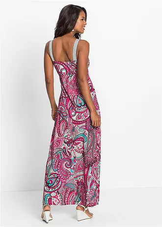 Robe longue avec applications, Couleur: rose vif/turquoise paisley