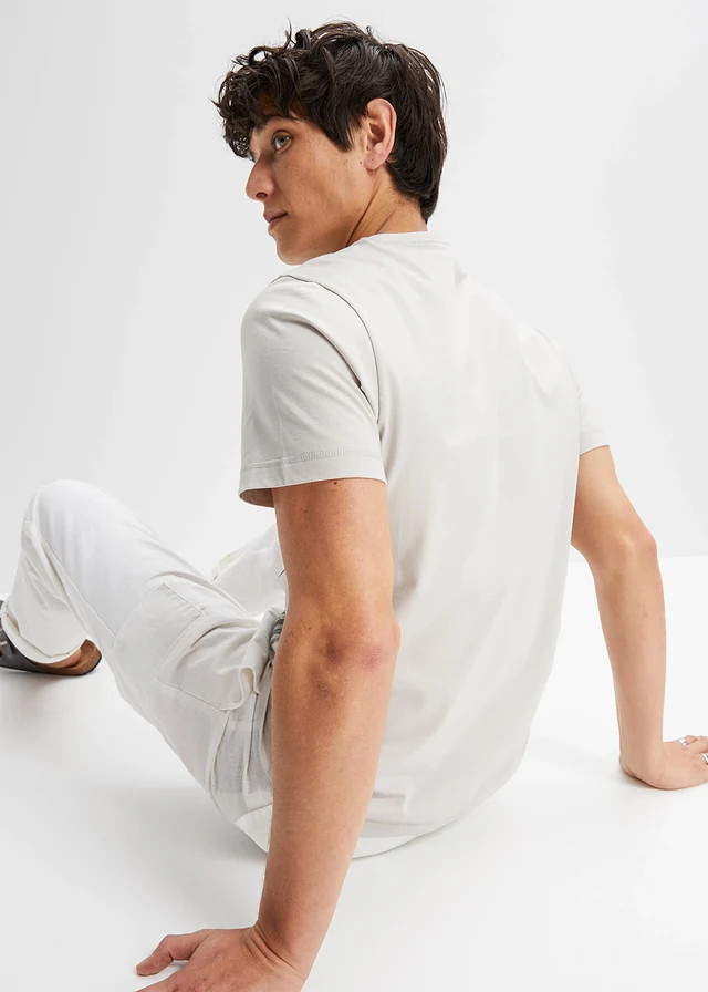 T-shirt, Kleur: mat zilver met print