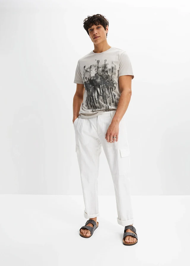 T-shirt, Kleur: mat zilver met print