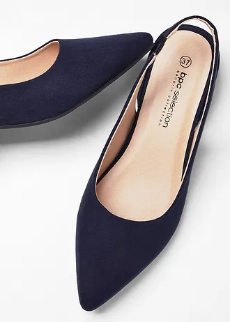 Escarpins slingback à talon plat, Couleur: bleu foncé