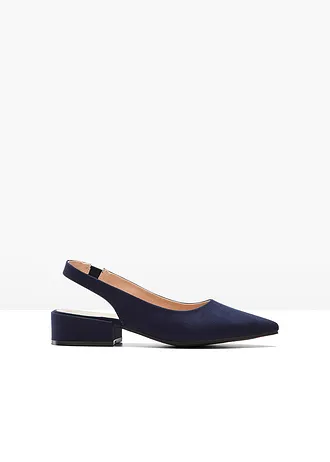 Escarpins slingback à talon plat, Couleur: bleu foncé