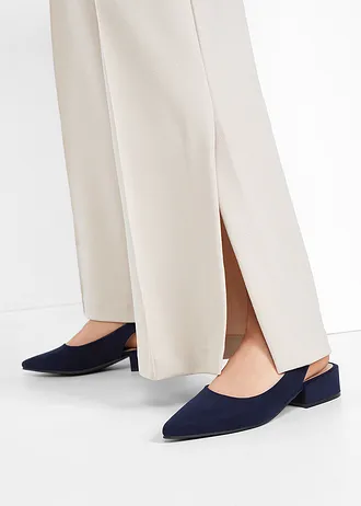 Escarpins slingback à talon plat, Couleur: bleu foncé