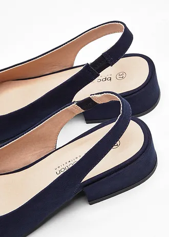 Slingback pumps met platte hak • donkerblauw • bonprix online shop