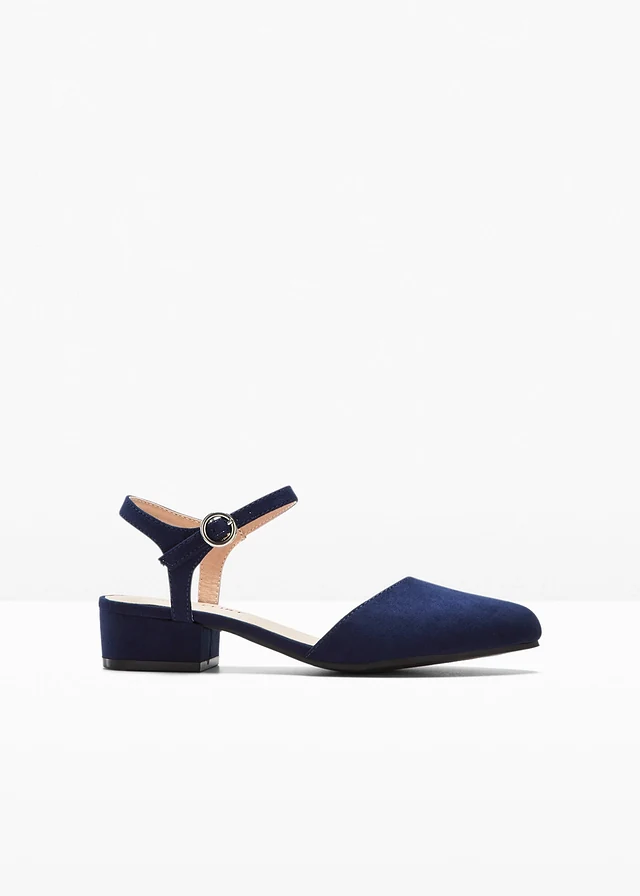 Slingback pumps met een lage hak, Kleur: donkerblauw