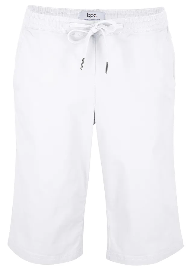 Instapbermuda met een comfortabele tailleband, Kleur: wit