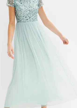 Dlouhé šaty s pajetkovou výšivkou • mátově zelená • bonprix obchod