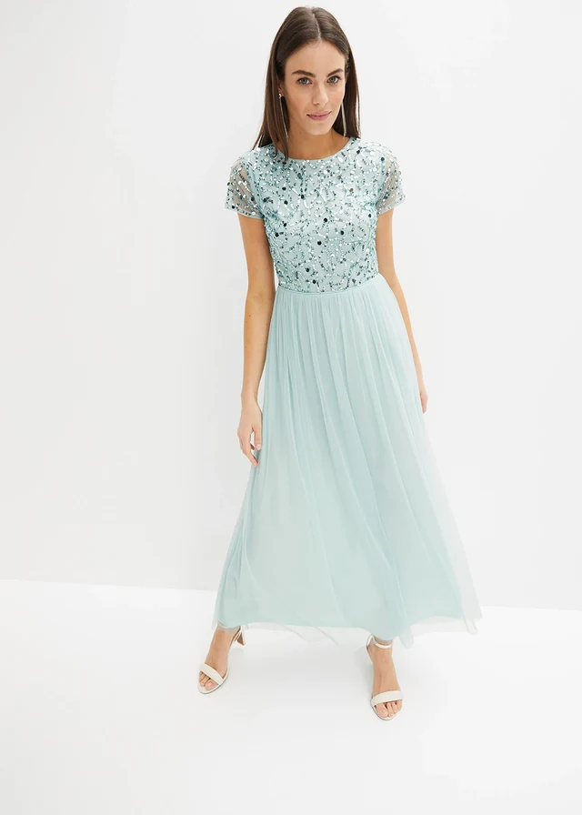 Maxi jurk met pailletten borduursel