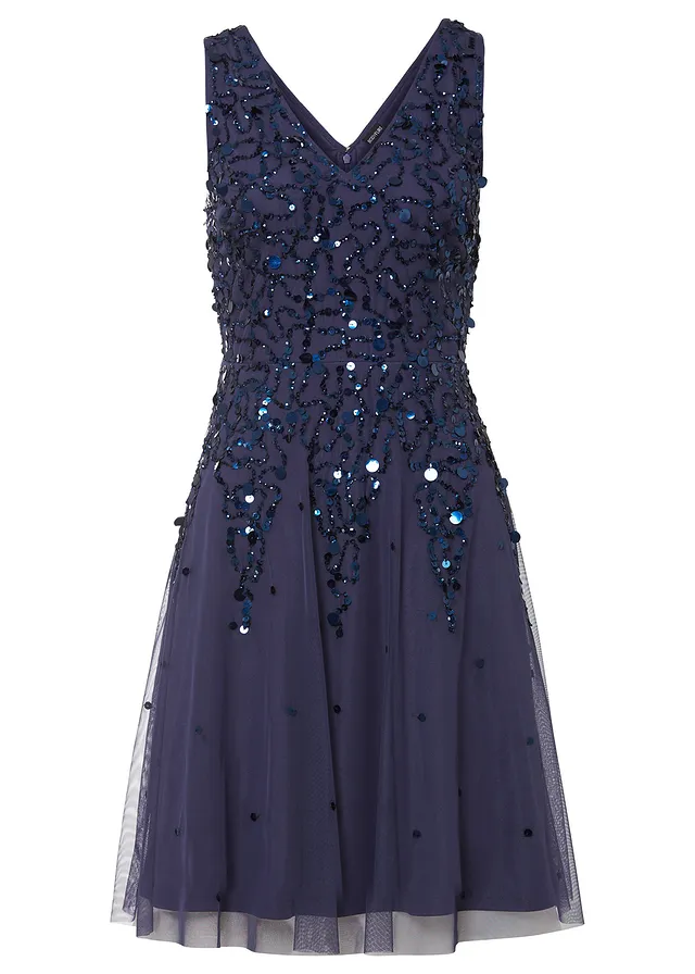 Minišaty s pajetkami • modrá • bonprix obchod