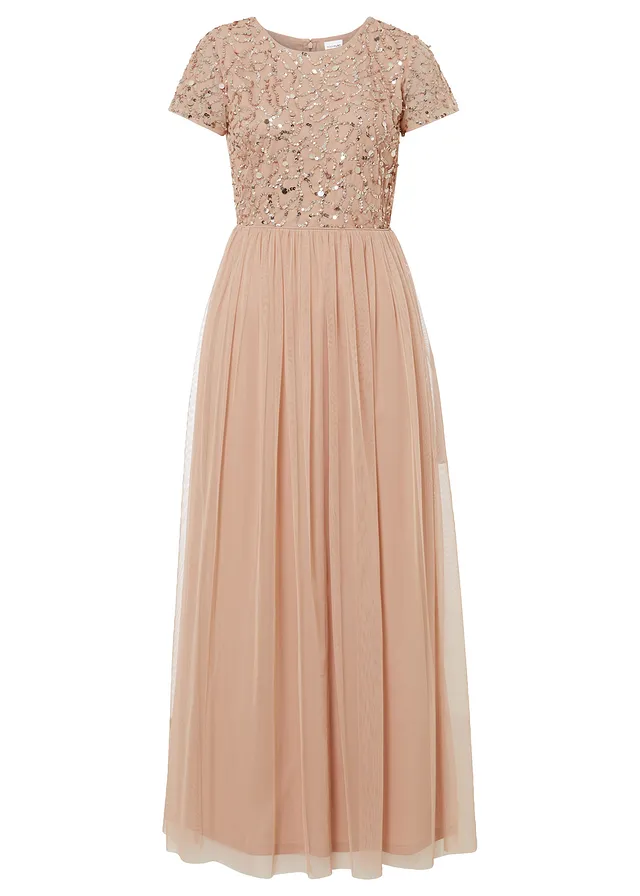 Rochie maxi cu broderie cu paiete